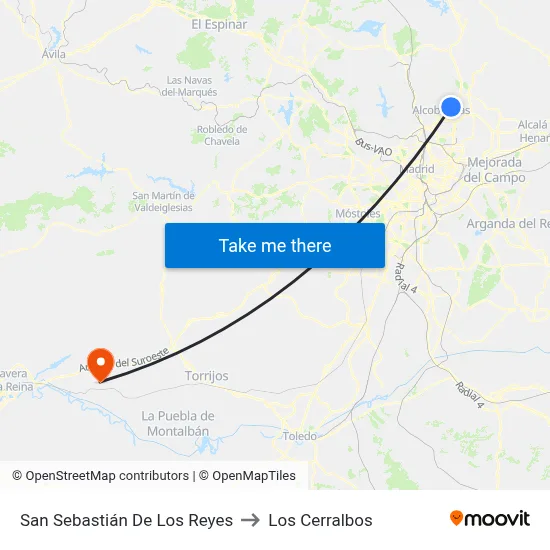 San Sebastián De Los Reyes to Los Cerralbos map