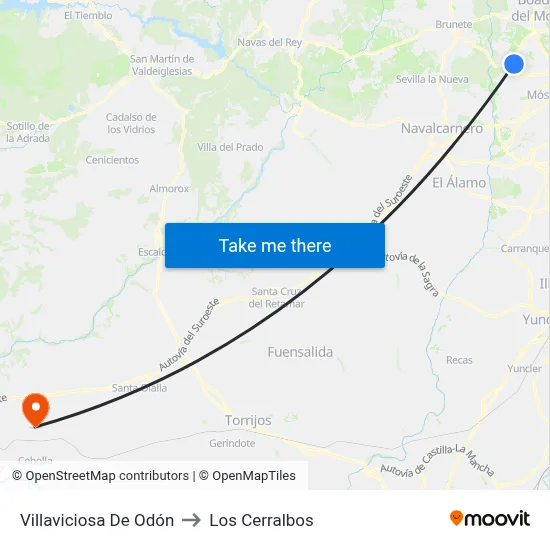 Villaviciosa De Odón to Los Cerralbos map