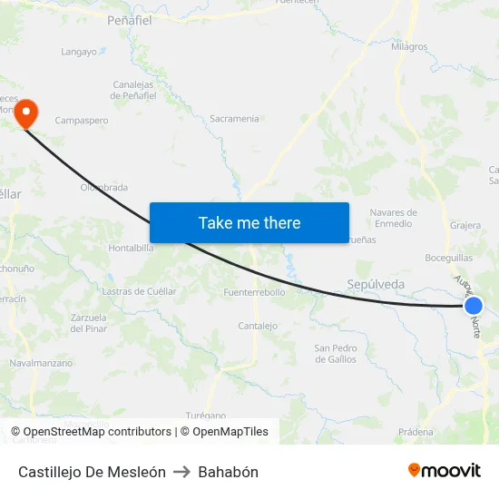 Castillejo De Mesleón to Bahabón map