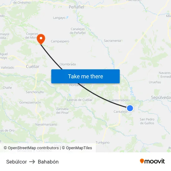 Sebúlcor to Bahabón map