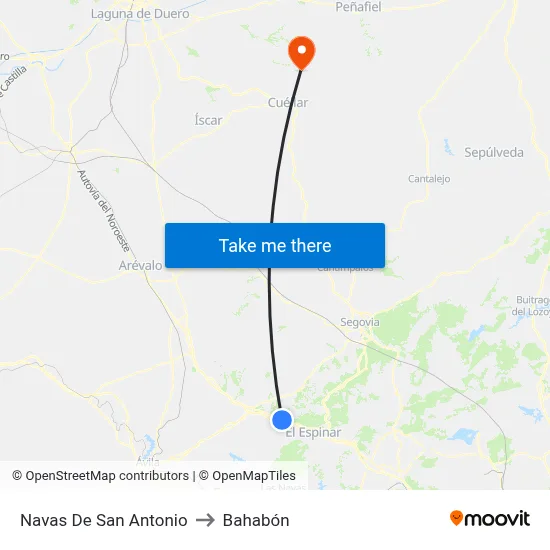 Navas De San Antonio to Bahabón map