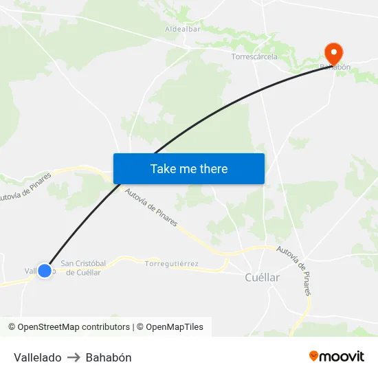 Vallelado to Bahabón map