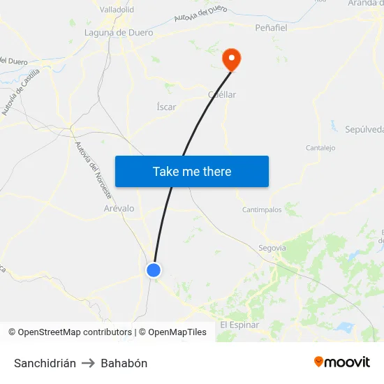 Sanchidrián to Bahabón map