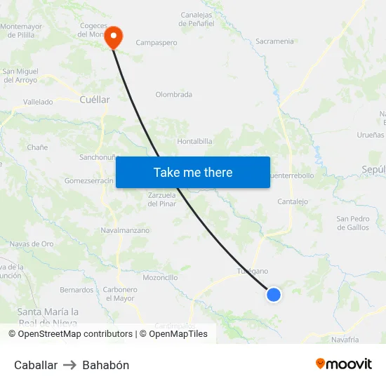 Caballar to Bahabón map