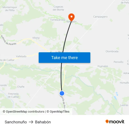 Sanchonuño to Bahabón map