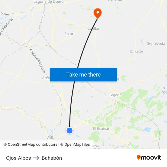 Ojos-Albos to Bahabón map