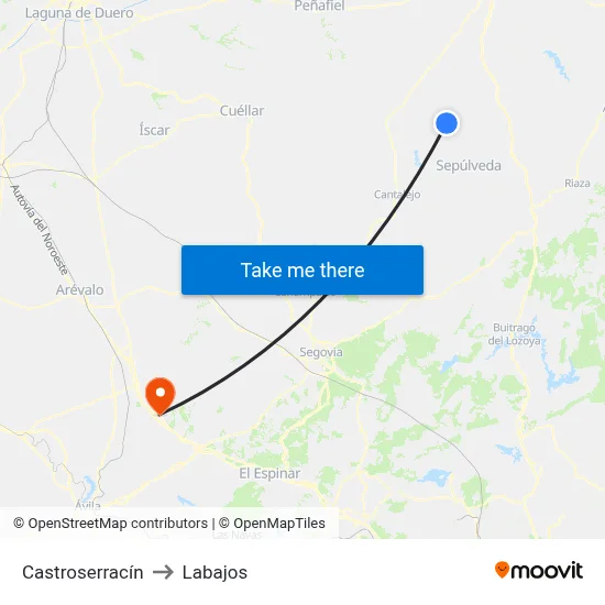 Castroserracín to Labajos map