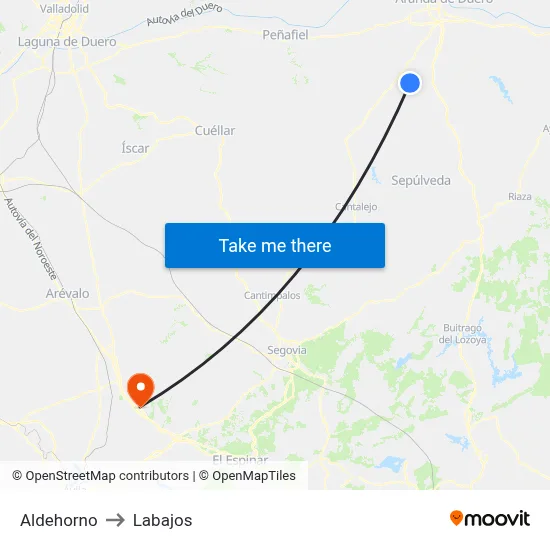 Aldehorno to Labajos map