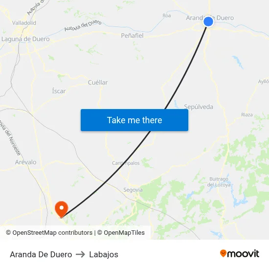 Aranda De Duero to Labajos map