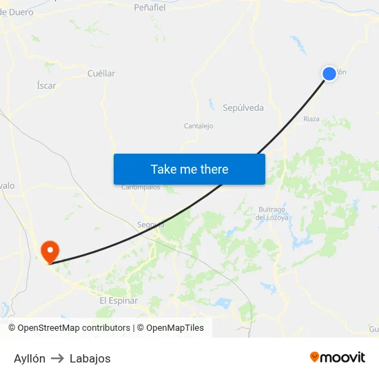 Ayllón to Labajos map