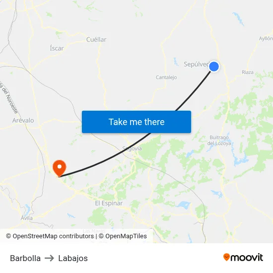 Barbolla to Labajos map