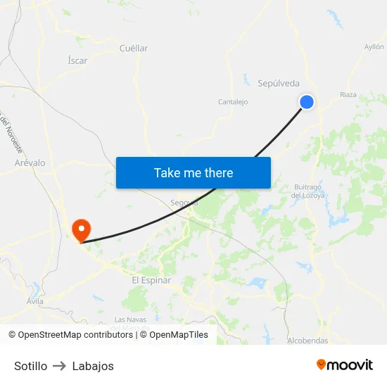 Sotillo to Labajos map