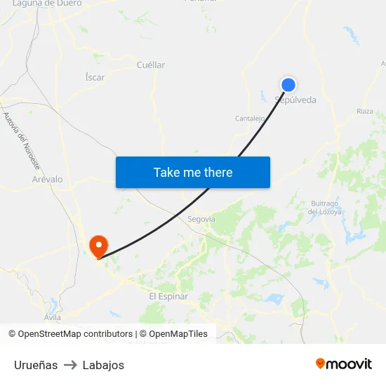 Urueñas to Labajos map
