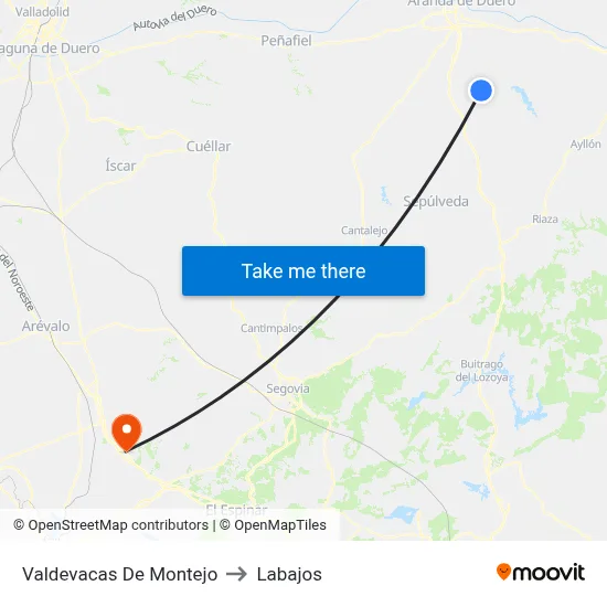 Valdevacas De Montejo to Labajos map