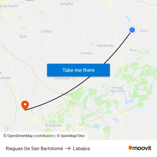 Riaguas De San Bartolomé to Labajos map