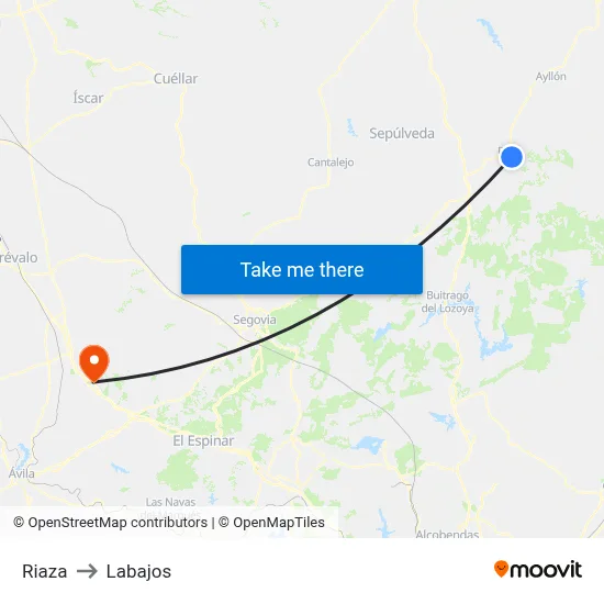 Riaza to Labajos map