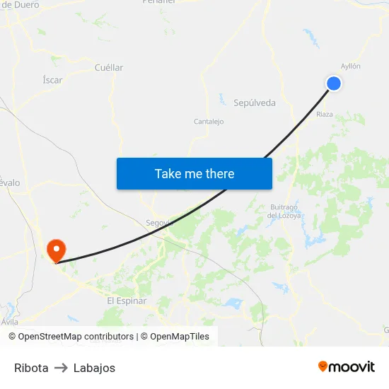 Ribota to Labajos map