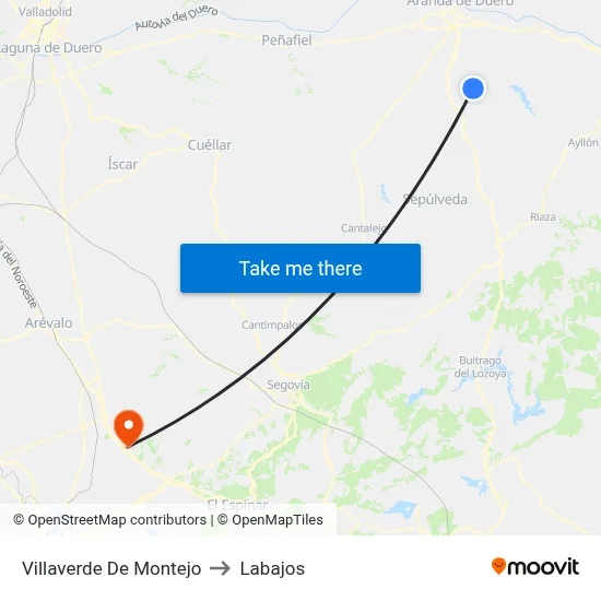 Villaverde De Montejo to Labajos map