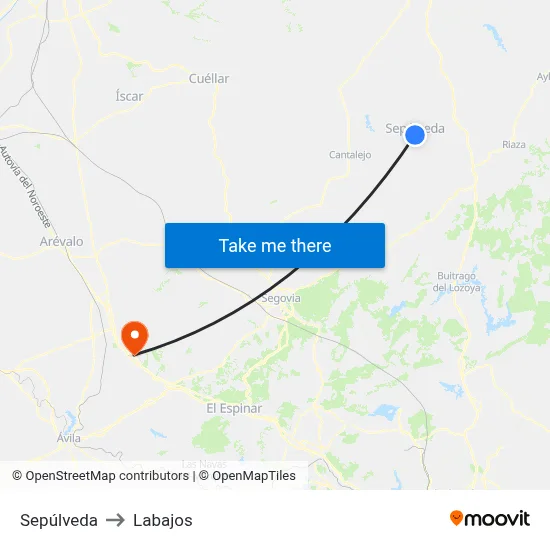 Sepúlveda to Labajos map
