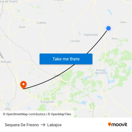 Sequera De Fresno to Labajos map