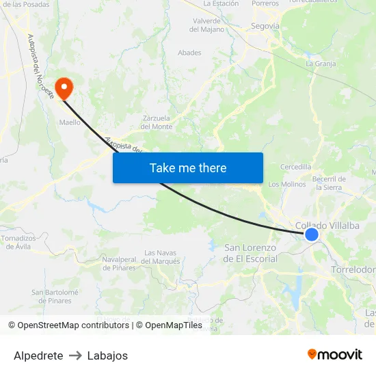 Alpedrete to Labajos map
