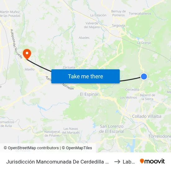 Jurisdicción Mancomunada De Cerdedilla Y Navacerrada to Labajos map