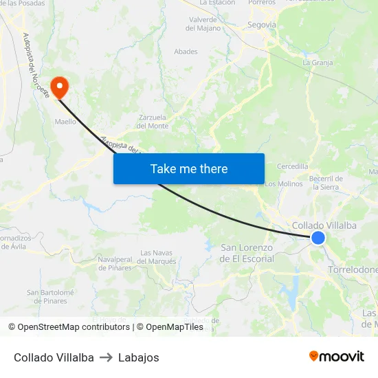 Collado Villalba to Labajos map