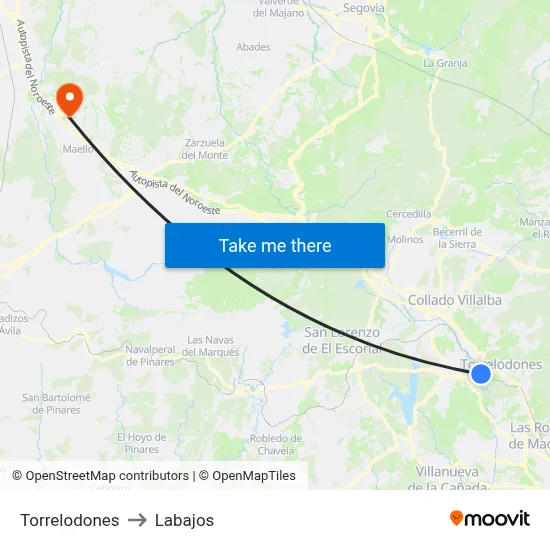 Torrelodones to Labajos map