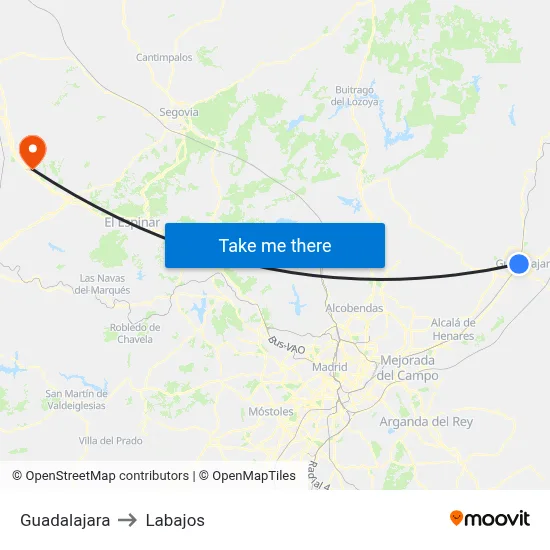 Guadalajara to Labajos map