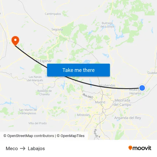 Meco to Labajos map