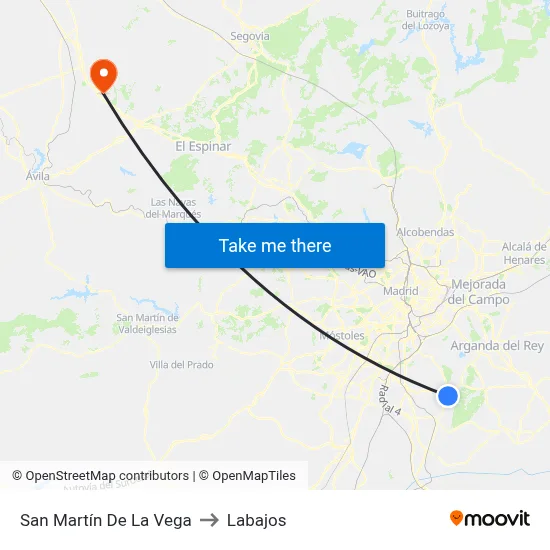 San Martín De La Vega to Labajos map