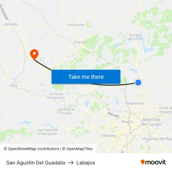 San Agustín Del Guadalix to Labajos map