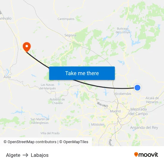 Algete to Labajos map