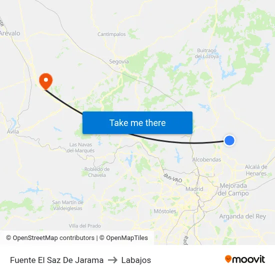 Fuente El Saz De Jarama to Labajos map