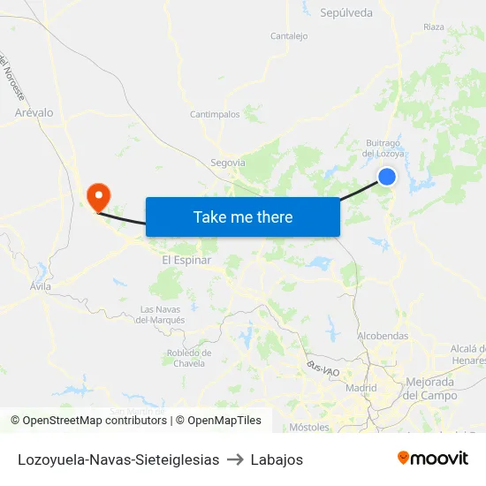 Lozoyuela-Navas-Sieteiglesias to Labajos map