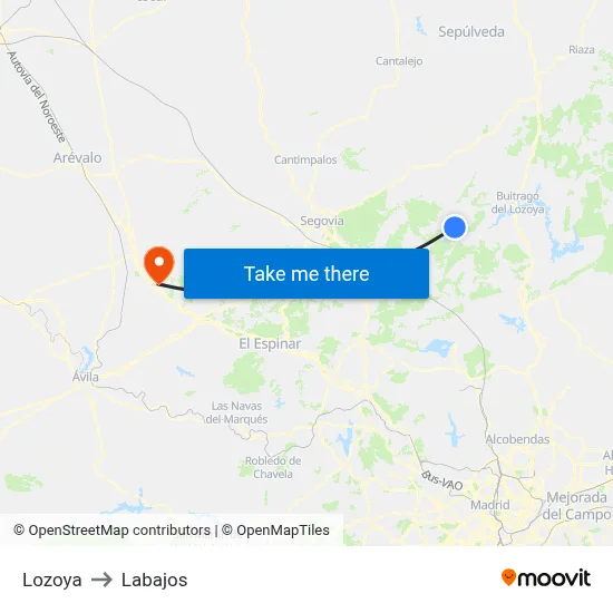 Lozoya to Labajos map