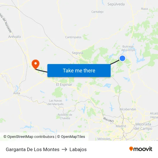Garganta De Los Montes to Labajos map