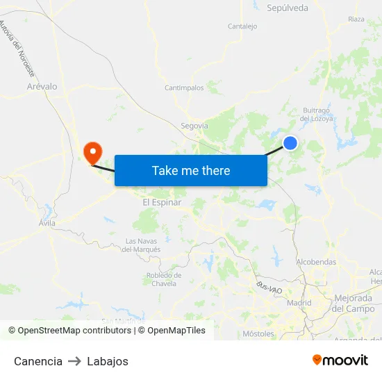 Canencia to Labajos map