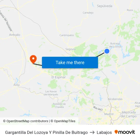 Gargantilla Del Lozoya Y Pinilla De Buitrago to Labajos map