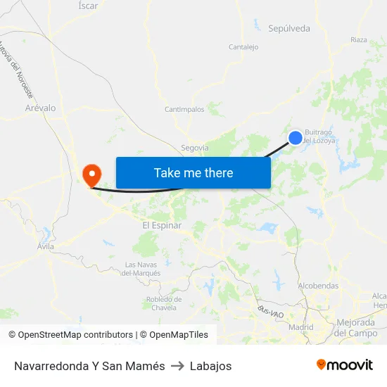 Navarredonda Y San Mamés to Labajos map