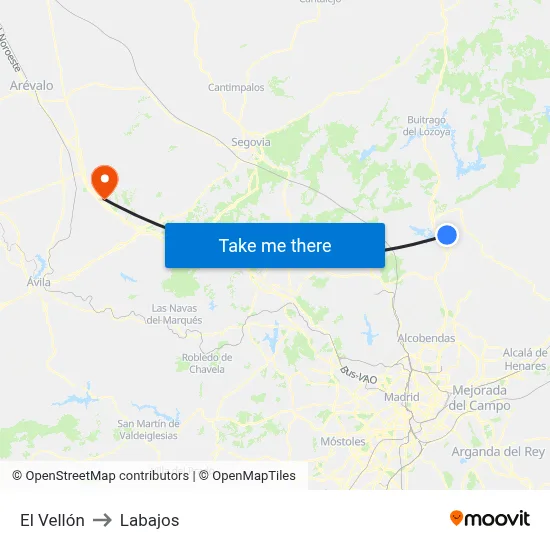 El Vellón to Labajos map