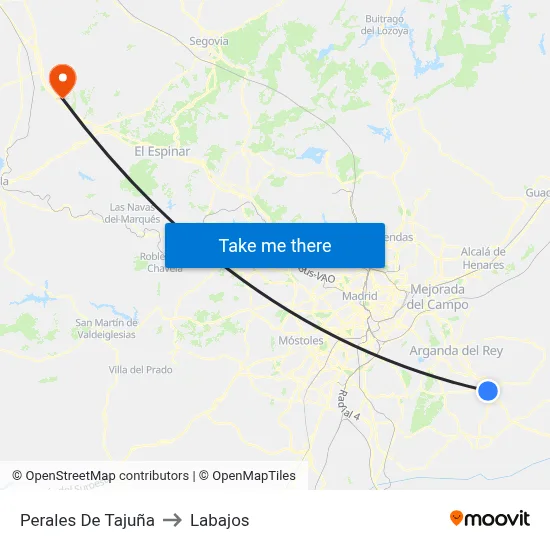 Perales De Tajuña to Labajos map