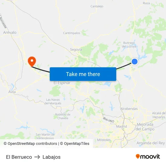 El Berrueco to Labajos map