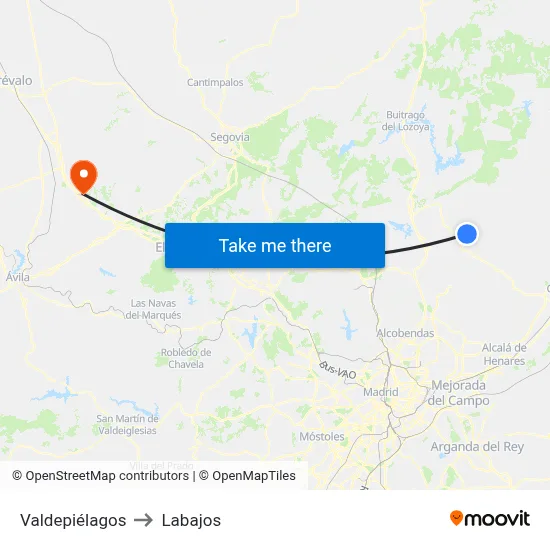 Valdepiélagos to Labajos map