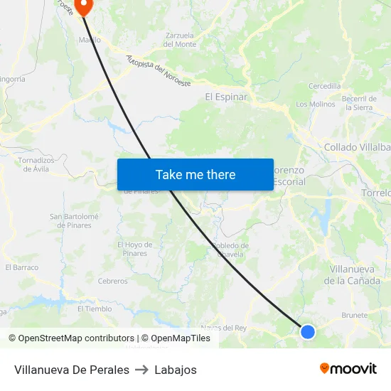 Villanueva De Perales to Labajos map