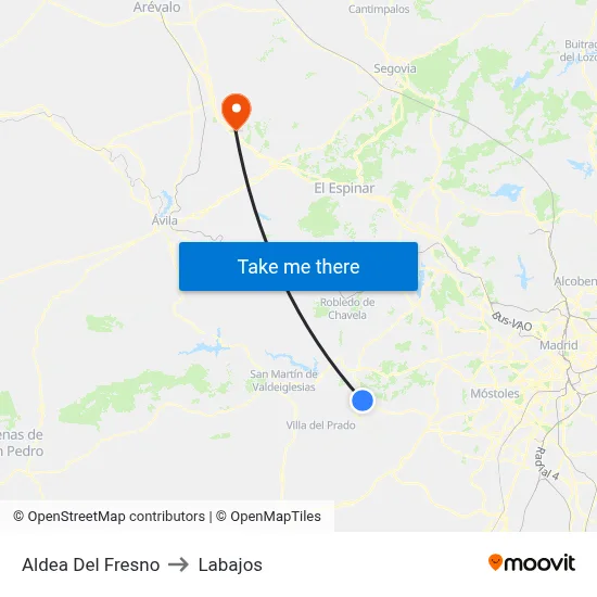 Aldea Del Fresno to Labajos map