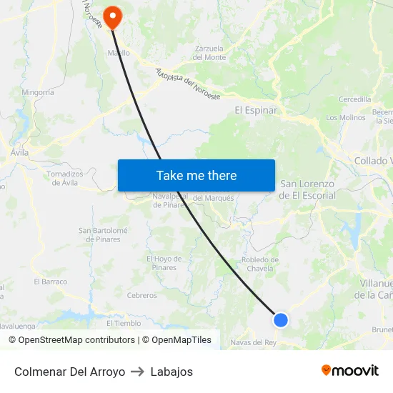 Colmenar Del Arroyo to Labajos map