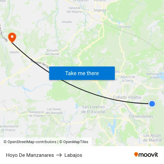 Hoyo De Manzanares to Labajos map