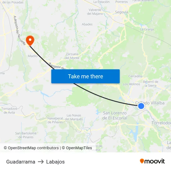 Guadarrama to Labajos map