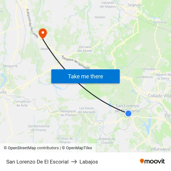 San Lorenzo De El Escorial to Labajos map